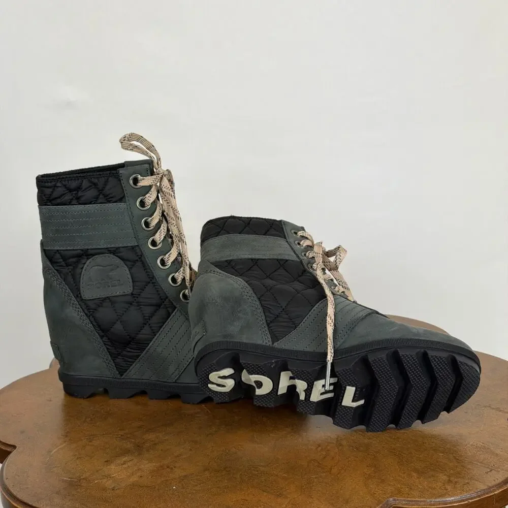 New, No Box Sorel Lexie Wedge Boot Dark Slate Womens Bootie Size 7 - Picture 2 of 7